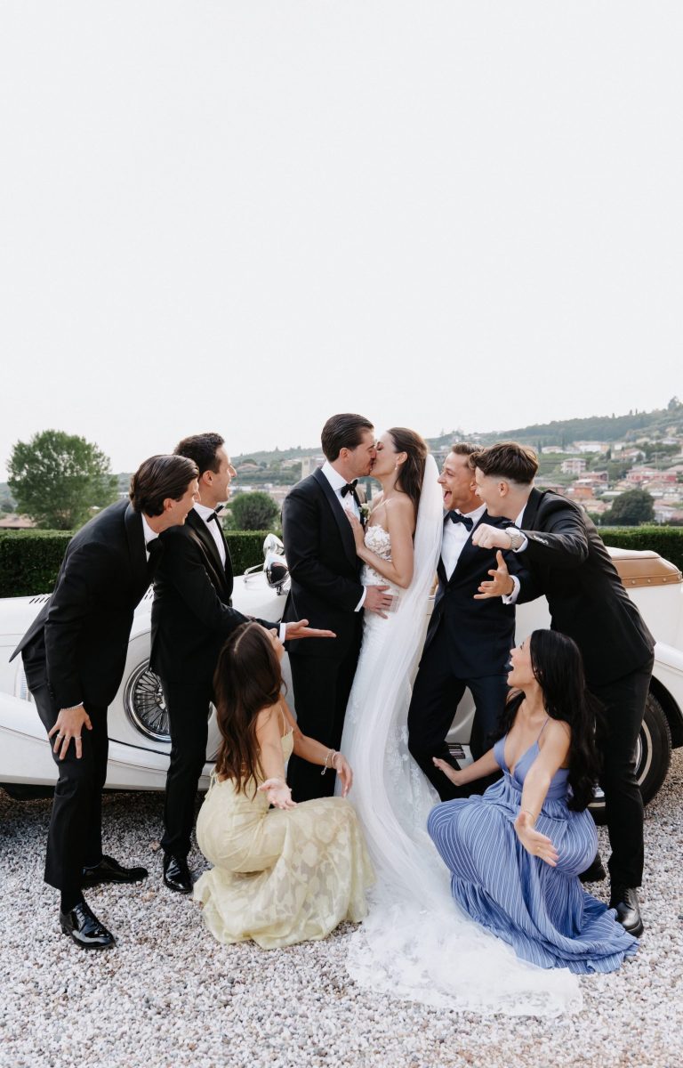 wedding photo with friends in italy